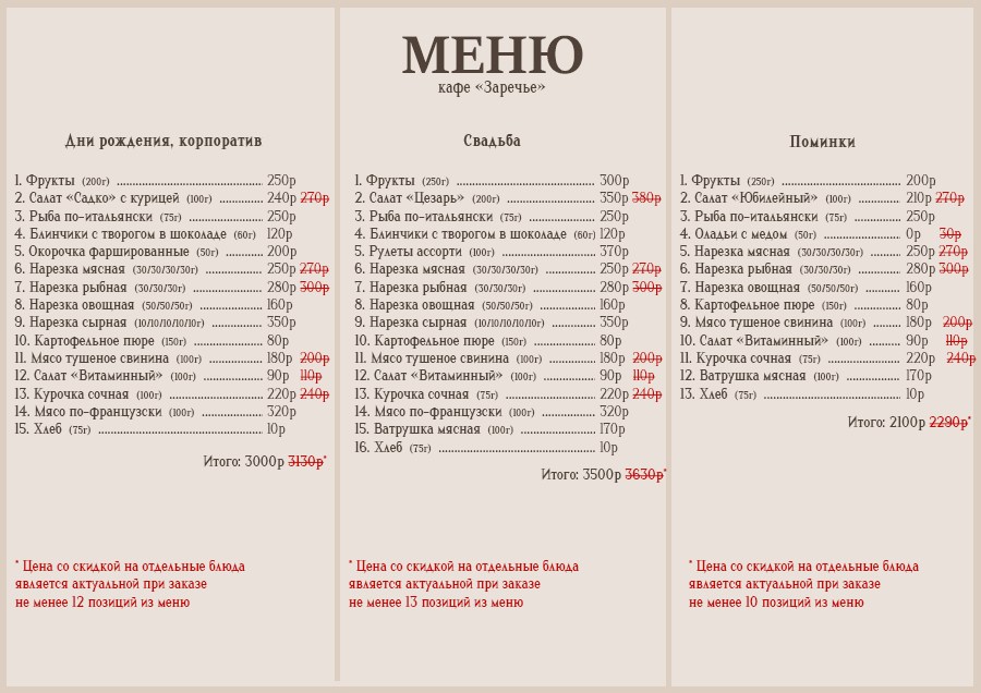Меню кафе - страница 3